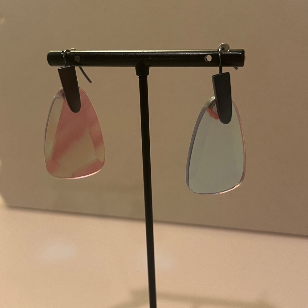 Kendra Scott Marty Navy Gunmetal Drop Earrings In Indigo Dichroic Glass